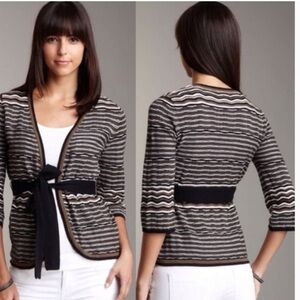 BCBGMaxAzria Black and White Striped Cardigan